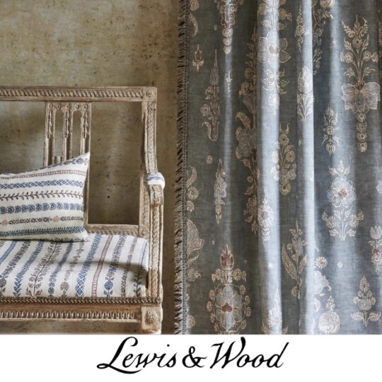 Lewis   wood fabric large square