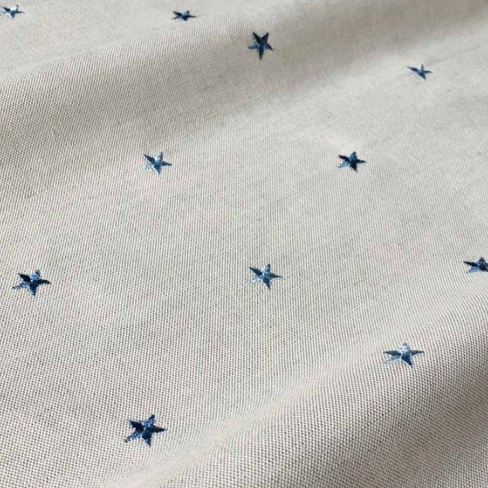 Embroidered star blue fabric product detail