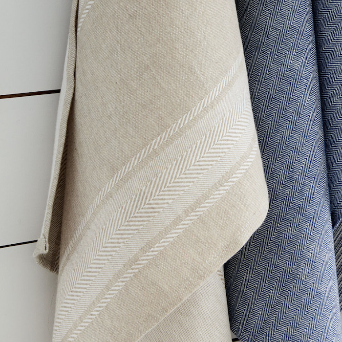 Salcombe stripe fabric oatmeal product detail
