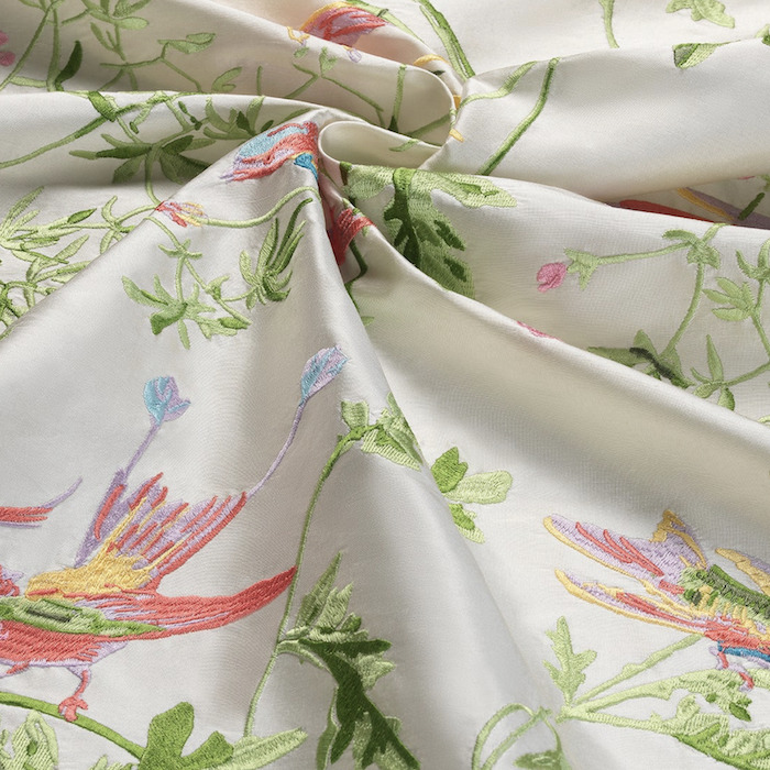 Hummingbirds embroidered fabric 2 product detail