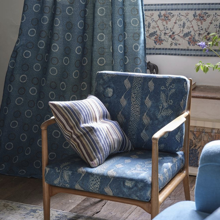 Indigo floral fabric product detail