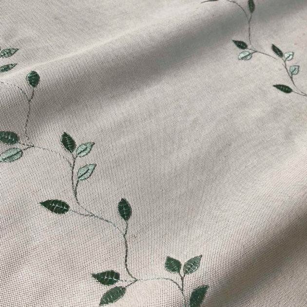 Embroidered leaf sage fabric product detail