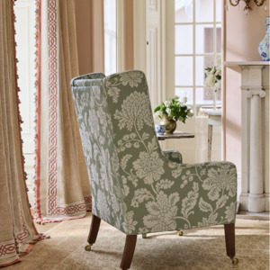 Cartouche jacobean fabric product listing