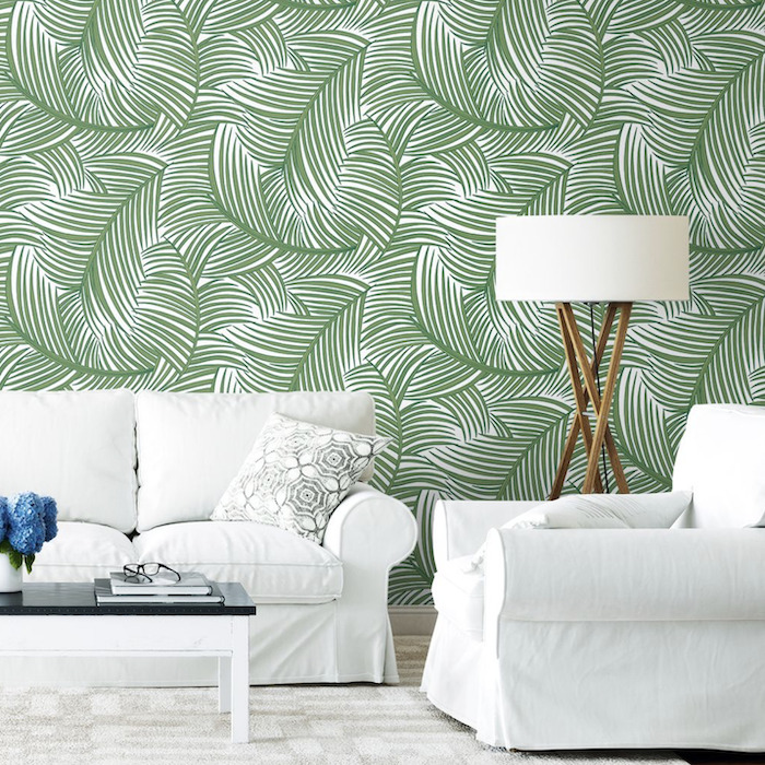Tossed palm fronds wallpaper product detail