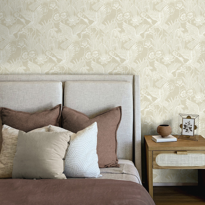 Floral heron wallpaper product detail