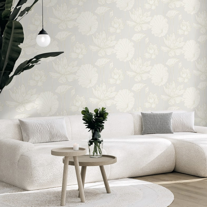 Lotus garden floral wallpaper product detail